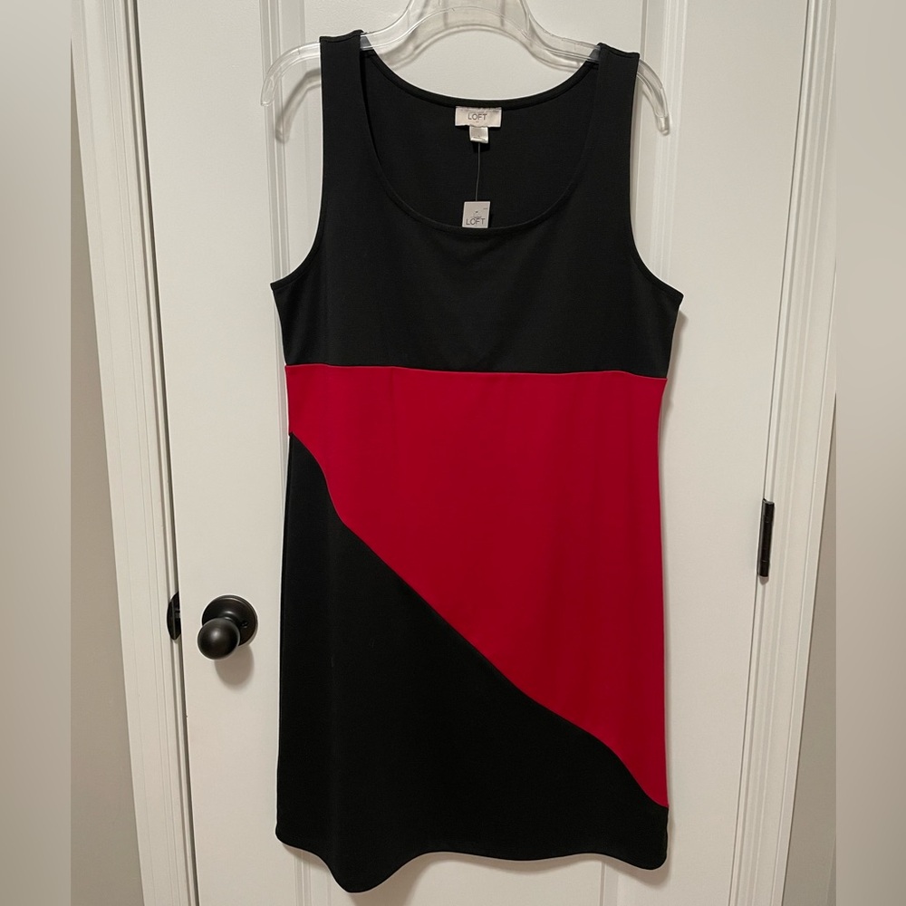 Ann Taylor Loft Large Red and Black Sleeveless Dress